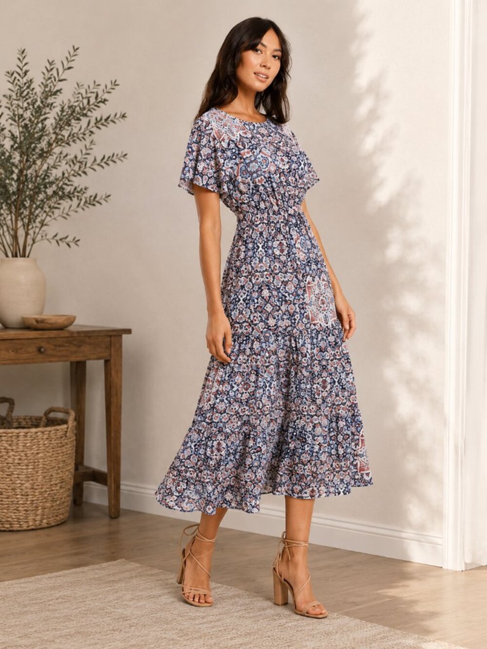 Kachel x Anthropologie Remi Floral Tiered Midi Dress Sz. 6